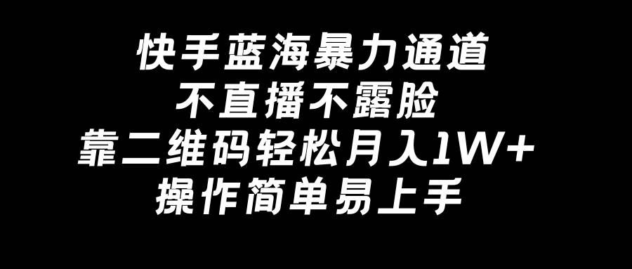 (8961期)快手蓝海暴力通道,不直播不露脸,靠二维码轻松月入1W+,操作简单易上手-赛德副业库