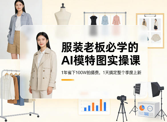 服装老板必学的AI模特图实操课,1年省下100W拍摄费,1天搞定整个季度上新-赛德副业库