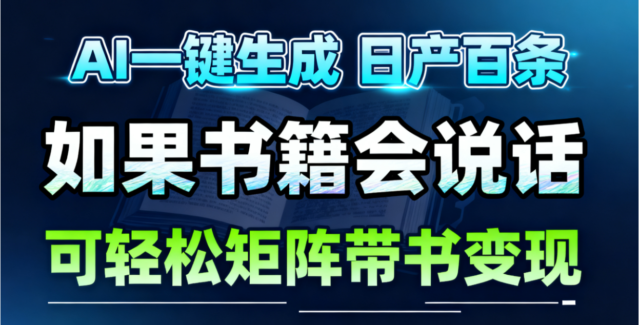 AI书籍会说话，轻松带书变现，月入3W+-赛德副业库