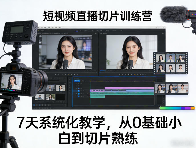 短视频直播切片训练营，7天系统化教学，从0基础小白到切片熟练-赛德副业库