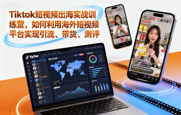 Tiktok短视频出海实战训练营，如何利用海外短视频平台实现引流、带货、测评-赛德副业库