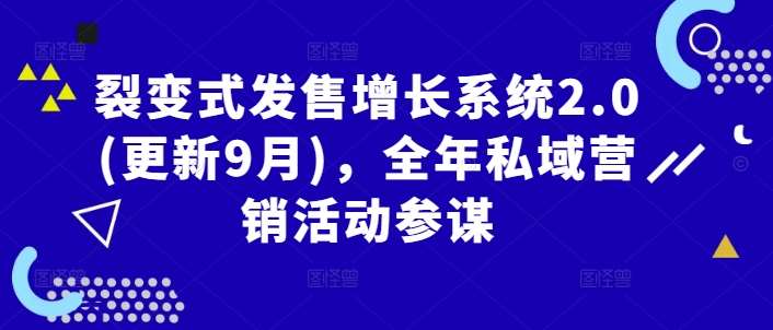 裂变式发售增长系统2.0(更新9月)，全年私域营销活动参谋-赛德副业库