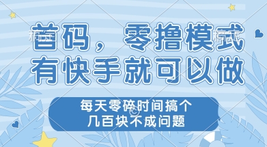 首码零撸项目，有快手就可以做，每天业务时间搞个几张不是问题【揭秘】-赛德副业库
