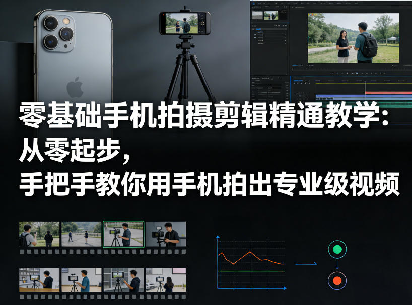 零基础手机拍摄剪辑精通教学:从零起步,手把手教你用手机拍出专业级视频-赛德副业库