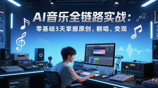 AI音乐全链路实战变现课：零基础3天掌握原创、翻唱、变现-赛德副业库