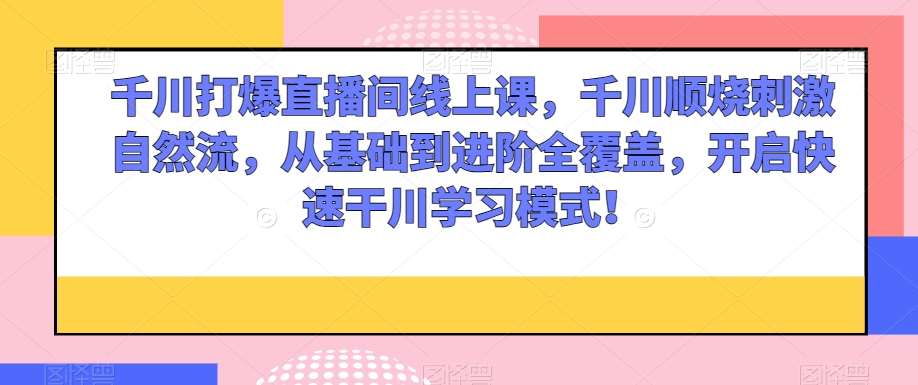 千川打爆直播间线上课，千川顺烧刺激自然流，从基础到进阶全覆盖，开启快速干川学习模式！-赛德副业库