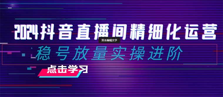 2024抖音直播间精细化运营：稳号放量实操进阶 选品/排品/起号/随心推/千川付费投放-赛德副业库