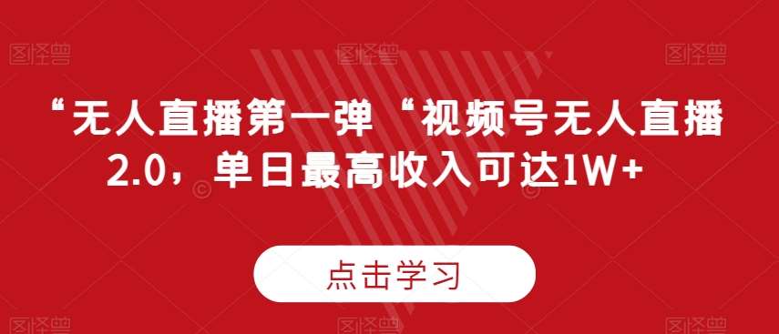 “无人直播第一弹“视频号无人直播2.0，单日最高收入可达1W+【揭秘】-赛德副业库