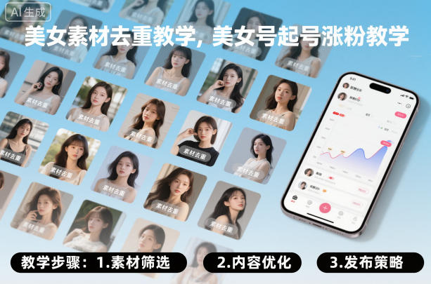 美女素材去重教学，美女号起号涨粉教学-赛德副业库