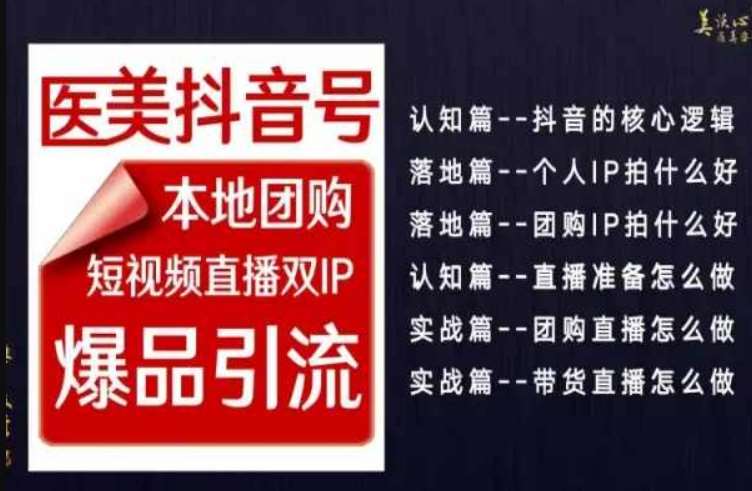 2024医美如何做抖音，医美抖音号本地团购，短视频直播双IP，爆品引流-赛德副业库