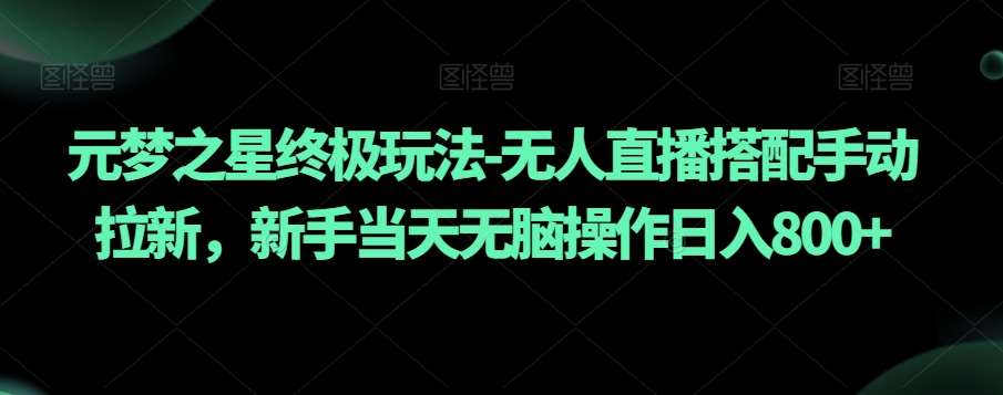 元梦之星终极玩法-无人直播搭配手动拉新,新手当天无脑操作日入800+【揭秘】-赛德副业库