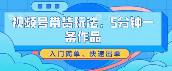 视频号带货玩法，5分钟一条作品，入门简单，快速出单【揭秘】-赛德副业库