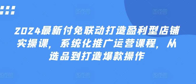 2024最新付免联动打造盈利型店铺实操课，​系统化推广运营课程，从选品到打造爆款操作-赛德副业库
