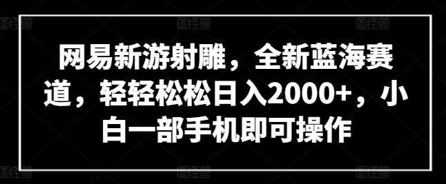 网易新游射雕,全新蓝海赛道,轻轻松松日入2000+,小白一部手机即可操作【揭秘】-赛德副业库