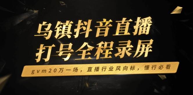 （14014期）乌镇抖音直播打号全程录屏，gvm20万一场，直播行业风向标，懂行必看-赛德副业库
