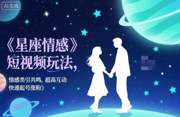 星座情感短视频玩法，情感类引共鸣，超高互动，快速起号涨粉-赛德副业库
