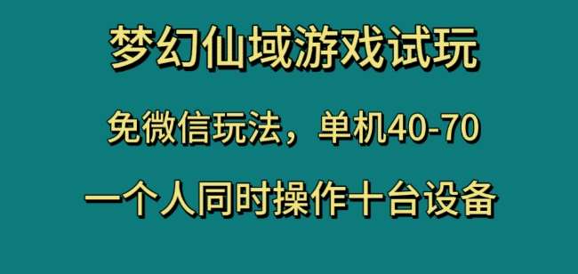 梦幻仙域游戏试玩，免微信玩法，单机40-70，一个人同时操作十台设备【揭秘】-赛德副业库