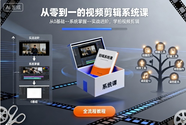 从零到一的视频剪辑系统课，从0基础–系统掌握–实战进阶，学拍视频剪辑-赛德副业库