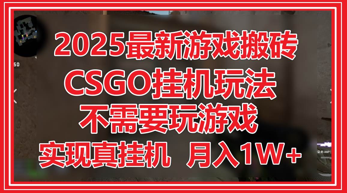 2025最新游戏搬砖，CSGO挂机，不需要玩游戏，实现真挂机，月入1W+-赛德副业库