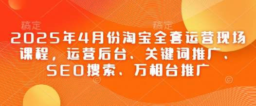 2025年4月份淘宝全套运营现场课程,运营后台、关键词推广、SEO搜索、万相台推广-赛德副业库
