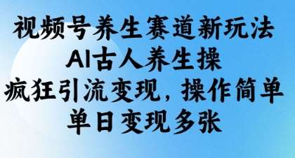 视频号养生赛道新玩法,AI古人养生操,疯狂引流变现,操作简单,单日变现多张-赛德副业库
