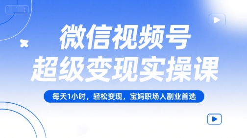 微信视频号超级变现实操课，每天1小时，轻松变现，宝妈职场人副业首选-赛德副业库