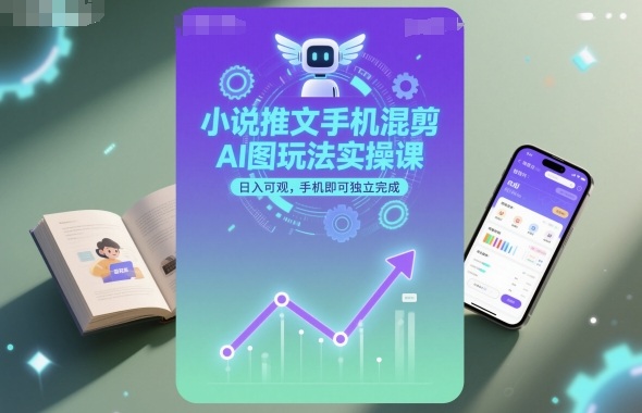 小说推文手机混剪AI图玩法实操课，日入可观，手机即可独立完成-赛德副业库