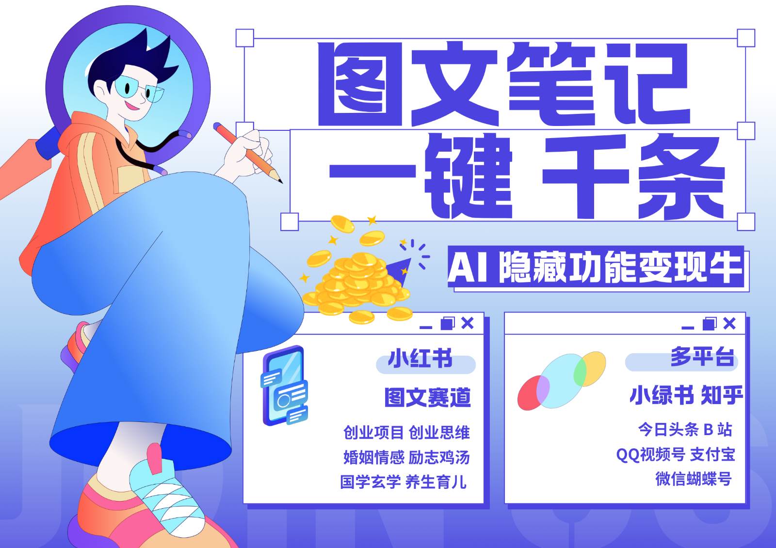 1键生成数千条图文 创业国学 秒生笔记 小红书小绿书图文 轻松引流 变现30000+-赛德副业库