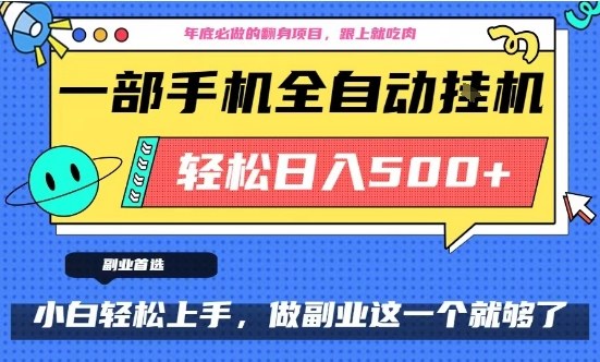 年底必做翻身项目，只需一部手机，每天操作十几分钟，轻松日入500+【揭秘】-赛德副业库
