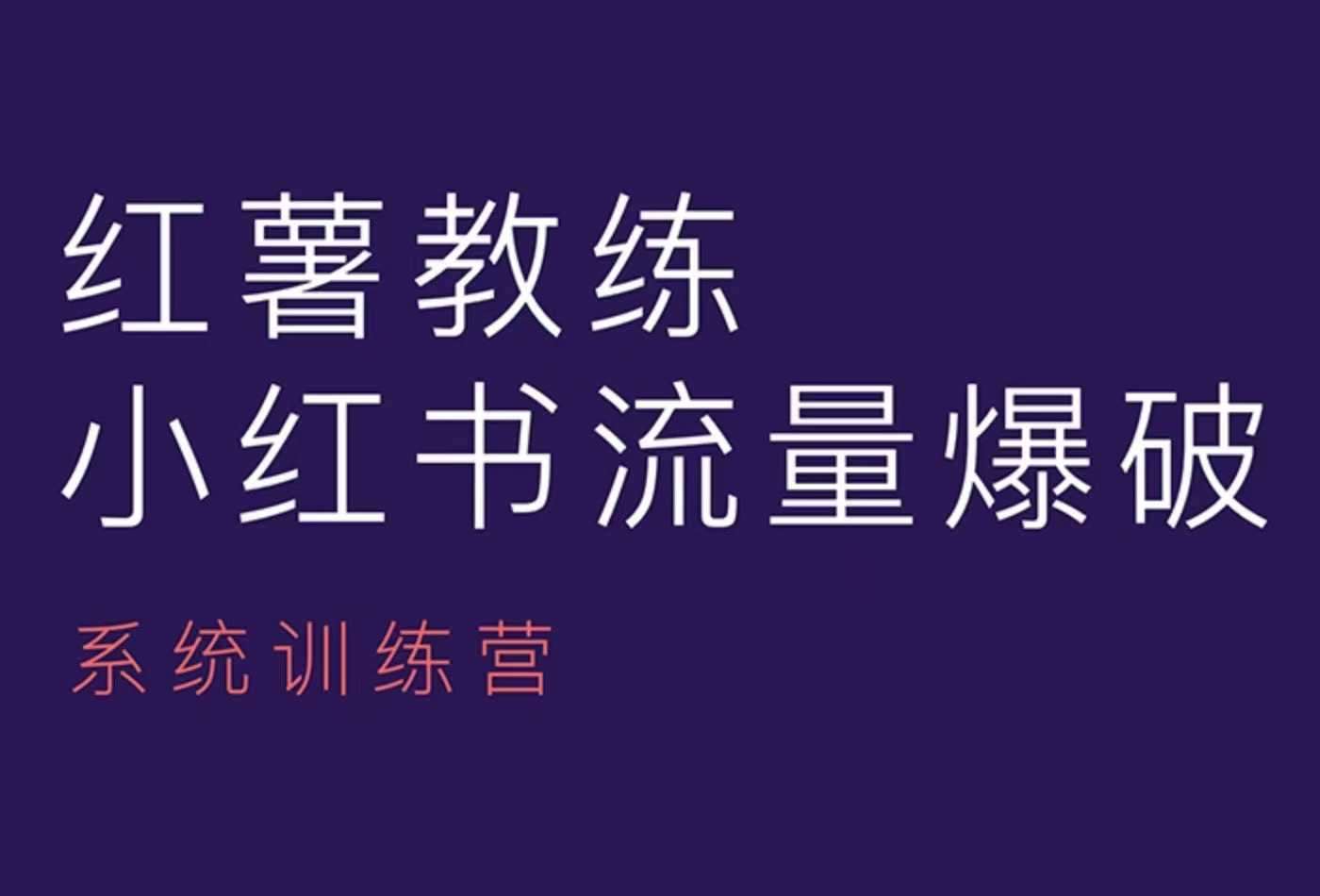 红薯教练-小红书内容运营课，小红书运营学习终点站-赛德副业库