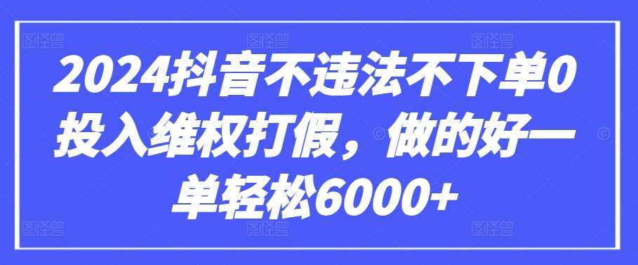 2024抖音不违法不下单0投入维权打假，做的好一单轻松6000+【仅揭秘】-赛德副业库
