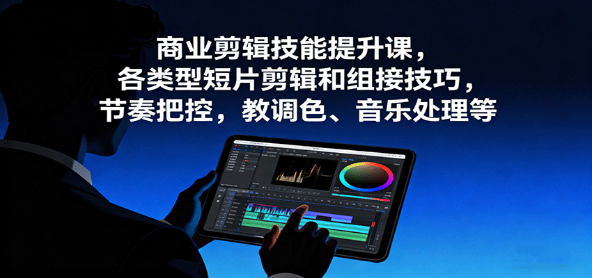 商业剪辑技能提升课，各类型短片剪辑和组接技巧，节奏把控，教调色、音乐处理等-赛德副业库