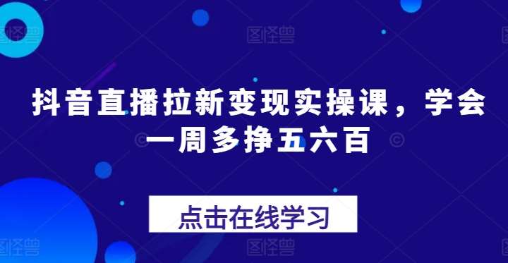 抖音直播拉新变现实操课，学会一周多挣五六百-赛德副业库