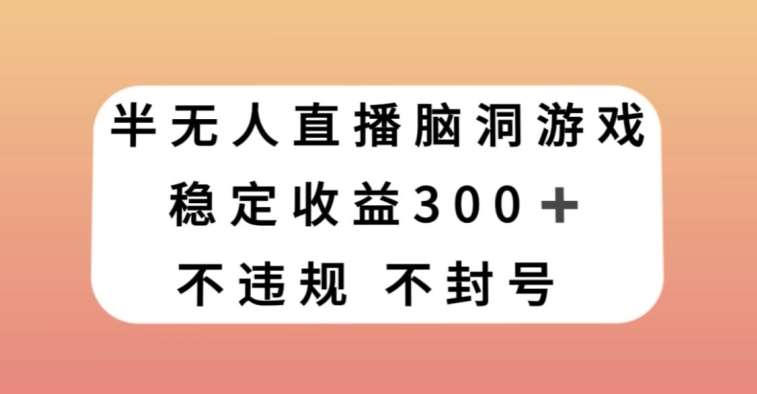 半无人直播脑洞小游戏，每天收入300+，保姆式教学小白轻松上手【揭秘】-赛德副业库