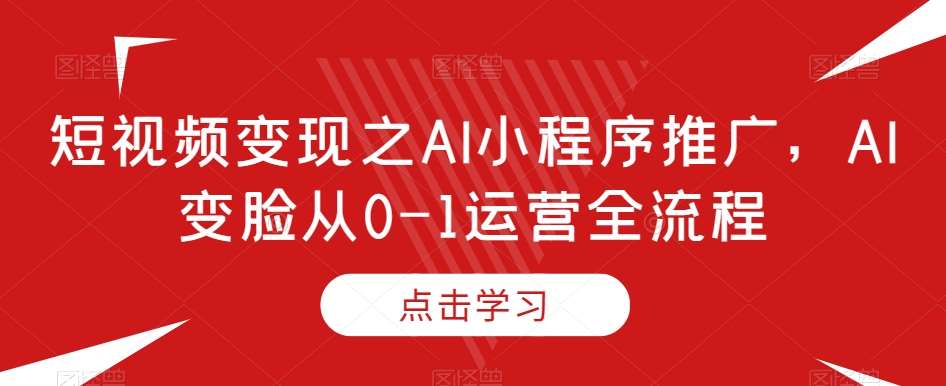 短视频变现之AI小程序推广,AI变脸从0-1运营全流程-赛德副业库