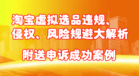 淘宝虚拟选品违规、侵权、风险规避大解析,附送申诉成功案例!-赛德副业库