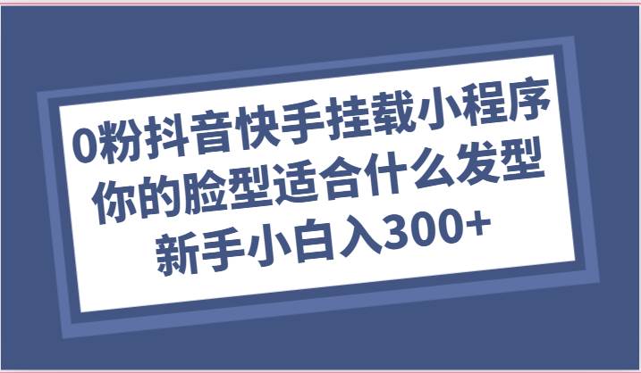 0粉抖音快手挂载小程序，你的脸型适合什么发型玩法，新手小白日入300+-赛德副业库