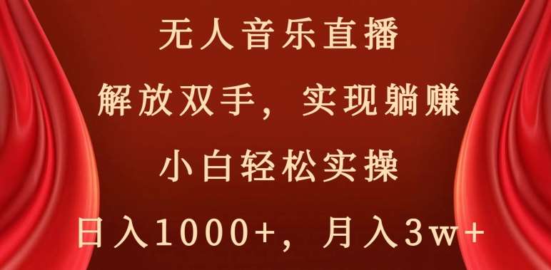 无人音乐直播，解放双手，实现躺赚，小白轻松实操，日入1000+，月入3w+【揭秘】-赛德副业库