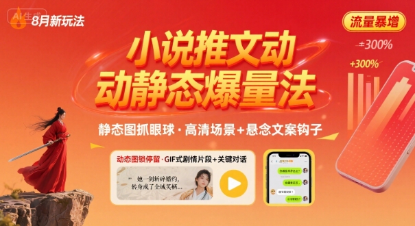 8月小说推文全新玩法，动静态图片+搭配小说文案爆量玩法-赛德副业库