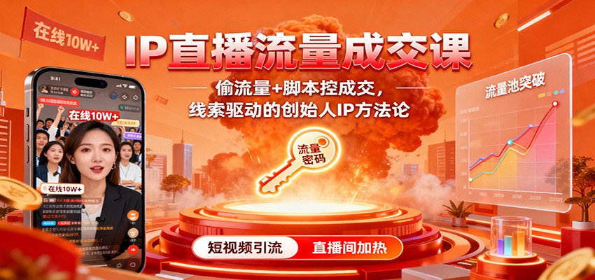 IP直播流量成交课：偷流量+脚本控成交，线索驱动的创始人IP方法论-赛德副业库