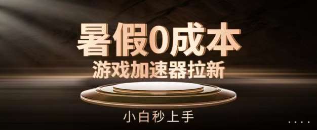 暑假0成本游戏加速器拉新，小白秒上手，无需投资【揭秘】-赛德副业库