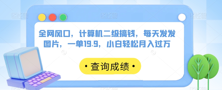 全网风口，计算机二级搞钱，每天发发图片，一单19.9，小白轻松月入过万【揭秘】-赛德副业库