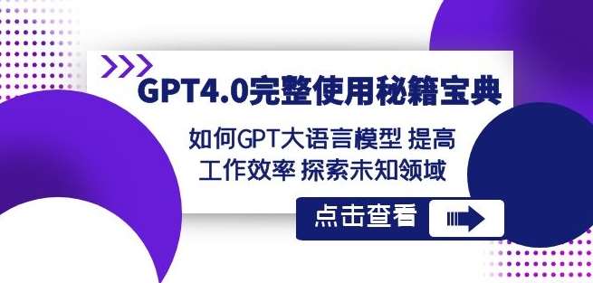 GPT4.0完整使用-秘籍宝典：如何GPT大语言模型提高工作效率探索未知领域-赛德副业库