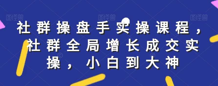 社群实操课程，社群全局增长成交实操，小白到大神-赛德副业库
