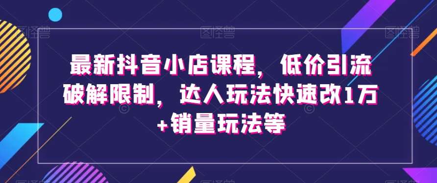 最新抖音小店课程，低价引流破解限制，达人玩法快速改1万+销量玩法等-赛德副业库