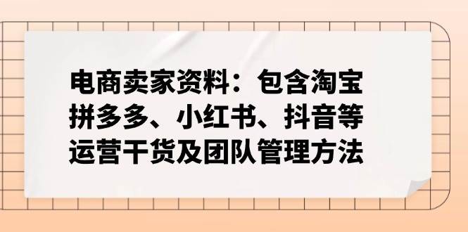 （14354期）电商卖家资料：包含淘宝、拼多多、小红书、抖音等运营干货及团队管理方法-赛德副业库