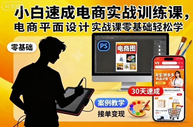 小白速成电商实战训练课，电商平面设计实战课零基础轻松学-赛德副业库