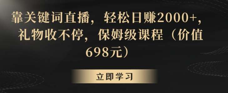 靠关键词直播，轻松日赚2000+，礼物收不停，保姆级课程（价值698元）【揭秘】-赛德副业库