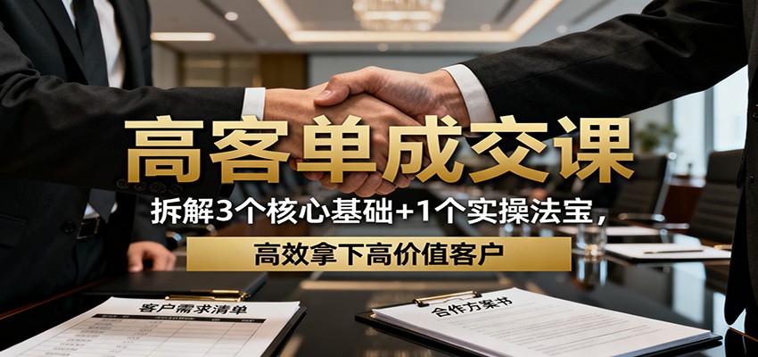 高客单成交课:拆解3个核心基础+1个实操法宝,高效拿下高价值客户-赛德副业库