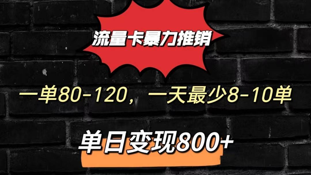 流量卡暴力推销模式一单80-170元一天至少10单，单日变现800元-赛德副业库